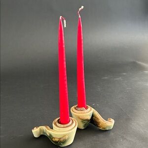 Artisan Ceramic Candle Holders - Brown and Cream
